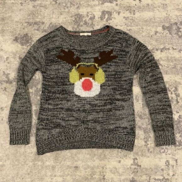 Rewind Cute Ugly Christmas Knit Sweater with a Reindeer Wearing Headphones Sz M - Picture 4 of 10